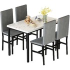 5 Piece Dining Table Set For 4  Small Faux Marble Kitchen Table With 4