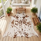 Genuine Cowhide Rug Brown White Speckled Hair On Skin Mat 68x66  Rg072