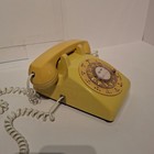 Vintage Western Electric Yellow Rotary Desk Phone     Classic Americana  Untested
