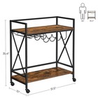 Bar Cart  Serving Cart  Mobile Kitchen Shelf With Glass Stemware Rack And Win   