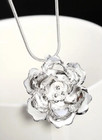 925 Sterling Silver Snake Chain Flower Pendant Necklace