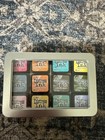 Tim Holtz Mini Distress Ink Storage Tin Lot Of 12 Ink Pads Raspberry  Sky  Lilac