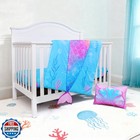 Uomny Crib Bedding Set For Girls-3 Piece Mermaid Baby Girl Crib Bedding Sets 