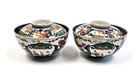 Pair Matching Antique Japanese Imari  19th Century  Lidded Rice Bowls W  Covers