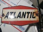 Vintage Large  Porcelain Metal Atlantic Gas Oil Pump Plate Advertising Sign