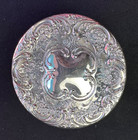 Vintage Art Deco Glass Trinket Box Metal Lid Dresser Vanity Powder Jar Ballerina