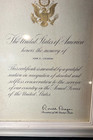 Signed   Ronald Reagan Plaque   The U  S  Honors The Memory Of John F  Logsdon