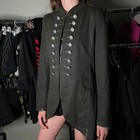 Vintage Pink Victorian Steampunk Military Jacket Gothic S Dark Green Tailcoat