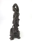 Chinese Boxwood Carving Dancing Figure Guanyin W  Sword 9 75  Tall X 5  X 3 25 