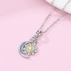 Kunsir 925 Sterling Silver Moon Pendant Necklace For Women Gift Beaded Chain 19 
