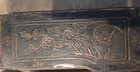 Antique Chinese Hand Carved Wood Panel  Qing Dynasty Red Color Flowering Branch