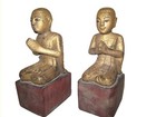 Antique Burmese Wood Buddha Disciples Monks 19th Century Myanmar Burma