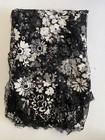 Glitter Floral Lace Tulle Black 2 Pcs Total 267 x35