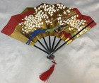 Vintage Japanese Decorative Folding Fan Cherry Blossom Kyoto Style Stand Box