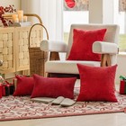 Red Pillow Covers 18x18 Decorative Corduroy Plush Throw Pillows For Couch Hol   