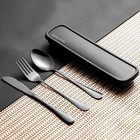  Portable Utensils Set With Case 4pcs Stainless Steel Reusable Silverware For 