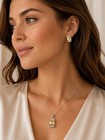 Yellow Cz 925 Sterling Silver Necklace Earrings Set 18    Chain Pendant Studs