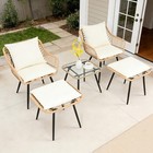 5 Piece Patio Furniture Set  Outdoor Wicker Small Conversation Bistro Set  Al   