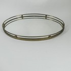 Brass Tray Mirrored Vanity Dresser Oval 13  Mcm Vintage