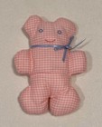 Vtg Decorative Baby Pillow-pink White-cotton Lace-stuffed Bear-embroidery-14x10 