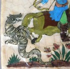 Antique Persian Qajar Tile Hunter On Horse Hunting Tiger 19th C Islamic 8 
