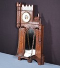 23  Tall Antique French Barometer Weather Station In Solid Walnut Wood Castle