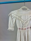 Antique Edwardian Child Children   s Little Girl Dress Cotton Lace Pink Satin Ties