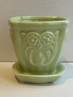 Lovely Green Rrp Roseville Ohio Vintage Pottery Flower Pot Planter Saucer