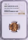 Rare Ms66rd Error Coin 1963 Lincoln Struck On Defective Planchet