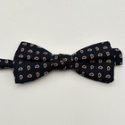 Vtg Adjustolox Navy Blue Paisley Silk Bow Tie Necktie Usa Pre-tied Adjustable
