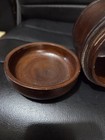 Vintage Turned Wood Box Rounded Top 4 75 X 5  Rich Dark Brown Lidded