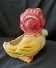 Vintage Handpainted Duck Planter With Gold Tone Overlay Trim