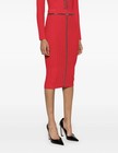Elisabetta Franchi Red Herringbone High Rise Pencil Midi Skirt S Zip Trim 