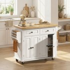 44  Rolling Kitchen Island With Rubberwood Top And Storage  Refurbished