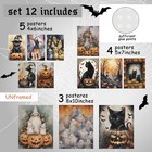 Dark Halloween Wall Art Print Set 12 Pcs Mixed Sizes Gothic Decor