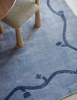 Handmade Blue Wool Area Rug   Modern Wavy Border Hand Tufted Carpet 