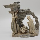 Nativity Scene Figurine With Holy Family And Stable Glitter Accents 7in Tall