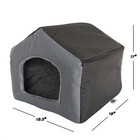 Fabric Dog Or Cat House With Removeable Plush Mat Pet Bed Small Gray