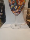 Pier 1 Imports Confetti Wine Goblet Glass Splatter Art - Large 8   
