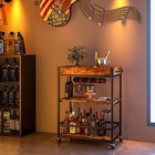 Bar Cart Serving Wine 3 Tier Home Rolling Rack With Wheels Mobile Kitchen Indust