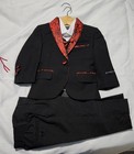 Kids World Of Usa Boys 5pc Black Red Paisley Tuxedo Suit Set 3t