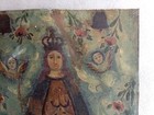 Antique Mexican Spanish Retablo Religious Painting Virgin Mary On Tin Folk Art
