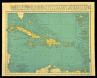 Vintage Caribbean Map Of The West Indies Cuba Puerto Rico Jamaica 1940s