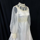 Wedding Dress Bridal Originals Prairie Cottage Core White Organza Vintage 1970s