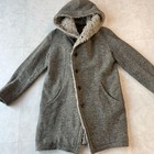 Pas De Calais Wool Hooded Long Coat Gray Exc Cond