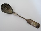 American Coin Silver Hawley   Leach Sugar Spoon Ca 1855 Utica Ny Vgc  L  Bolton