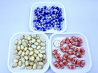 130 Pcs Vintage Czech Wound Glass Trade Beads Blue Yellow Orange 8-17mm Oval B