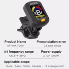 Aroma Rechargeable Guitar Tuner Clip On For Guitar  Violin  Ukulele  Black