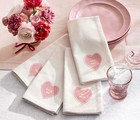 Pottery Barn Set 4 Conversation Hearts Valentine s Cotton Dinner Napkins  40 Nwt