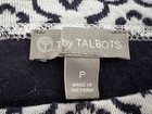 T By Talbots Women   s Size P White Navy Blue Geo Flower Drawstring Blouse Cotton